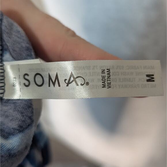 Soma Blue & White Cool Nights Button Up Short Sleeve Sleep Shirt Size Medium - Picture 6 of 8